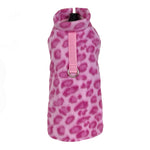 Leopard Fleece Dog Coat With Built In Harness - Two Colors - SpoiledDogDesigns.com