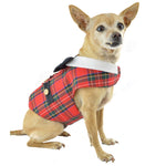 Red Tartan Plaid Boy Dog's Vest With Built In Harness - SpoiledDogDesigns.com