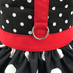 Black Polka Dot Ruffled Dog Vest Harness - SpoiledDogDesigns.com