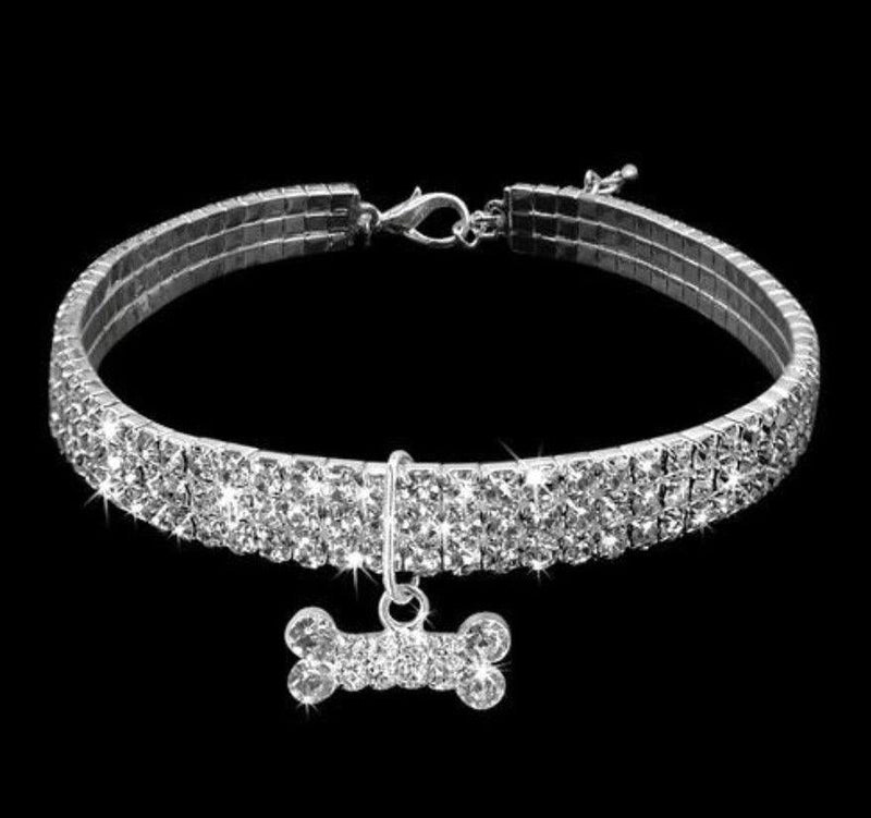 Clear Crystal Dog Necklace - SpoiledDogDesigns.com