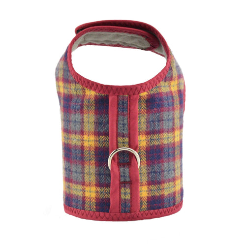 Grey & Red Plaid Brushed Cotton Dog Cat Vest Harness - SpoiledDogDesigns.com