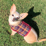 Grey & Red Plaid Brushed Cotton Dog Cat Vest Harness - SpoiledDogDesigns.com