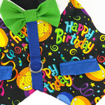 Happy Birthday Boy Dog's Vest With Built In Harness - SpoiledDogDesigns.com