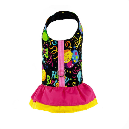 Happy Birthday Ruffled Dog Vest Harness - SpoiledDogDesigns.com