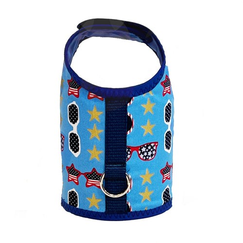 July 4th Patriotic Sunglasses Print Dog Vest Harness - SpoiledDogDesigns.com