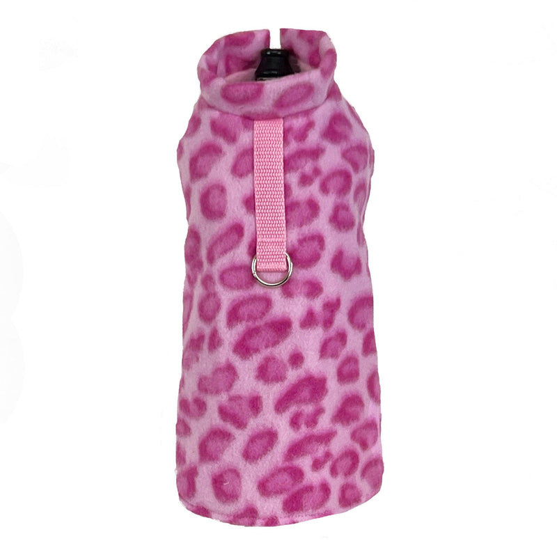 Leopard Fleece Dog Coat With Built In Harness - Two Colors - SpoiledDogDesigns.com