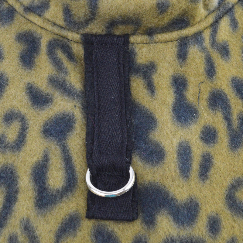 Leopard Fleece Dog Coat With Built In Harness - Two Colors - SpoiledDogDesigns.com