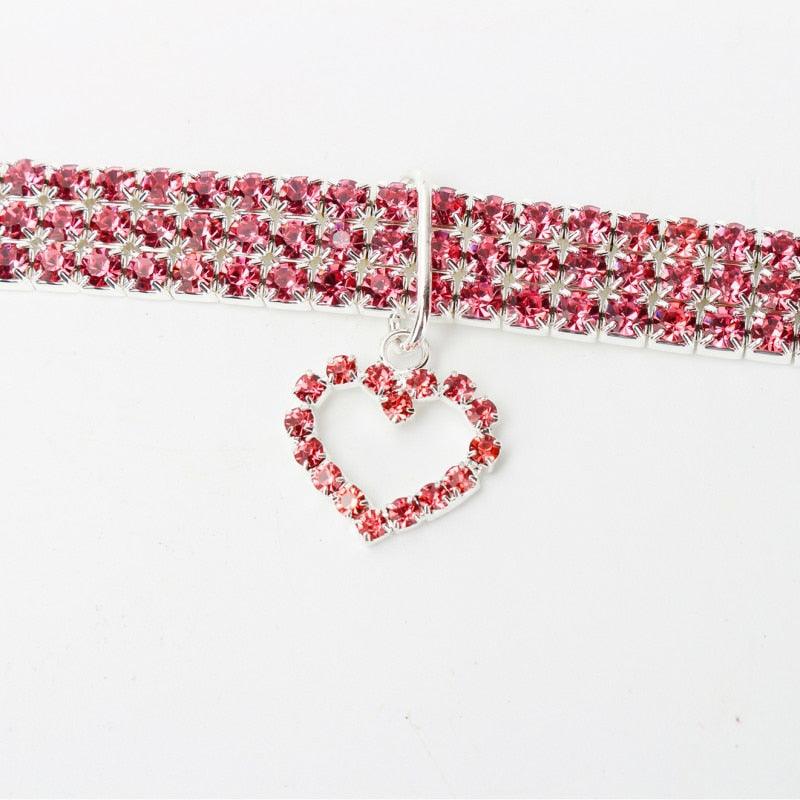 Pink Crystal Heart Necklace - SpoiledDogDesigns.com
