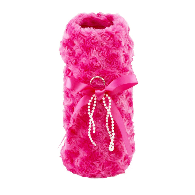 Pink Faux Fur Dog Harness Coat - SpoiledDogDesigns.com