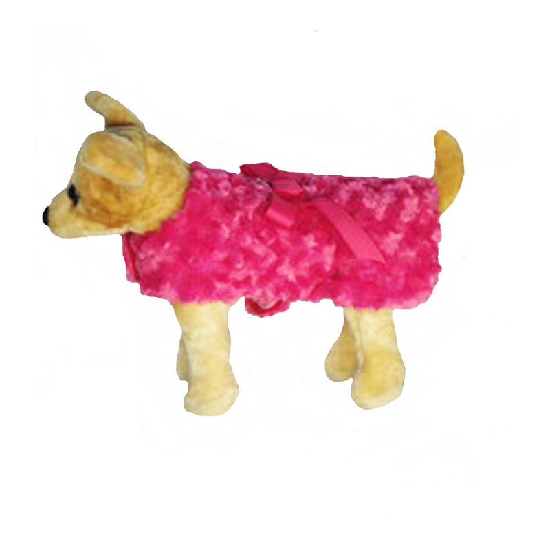 Pink Faux Fur Dog Harness Coat - SpoiledDogDesigns.com