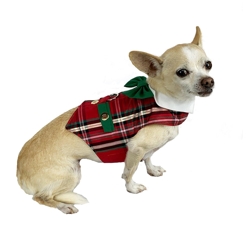 Red Plaid Dog Christmas Holiday Vest - SpoiledDogDesigns.com