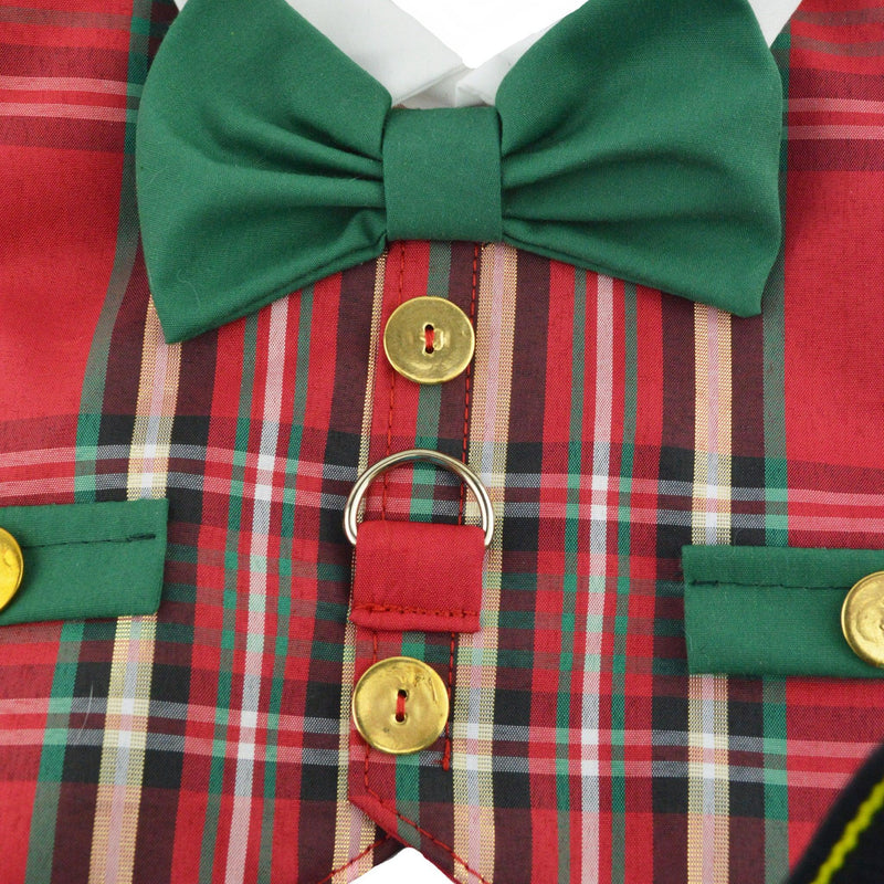 Red Plaid Dog Christmas Holiday Vest - SpoiledDogDesigns.com