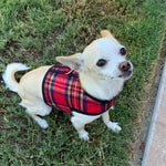 Red Tartan Plaid Brushed Cotton Dog Cat Vest Harness - SpoiledDogDesigns.com