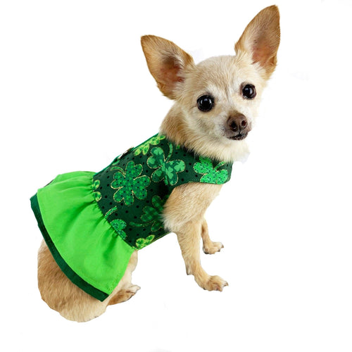 St. Patrick'a Day Shamrock Ruffled Harness - Small - Last One - SpoiledDogDesigns.com