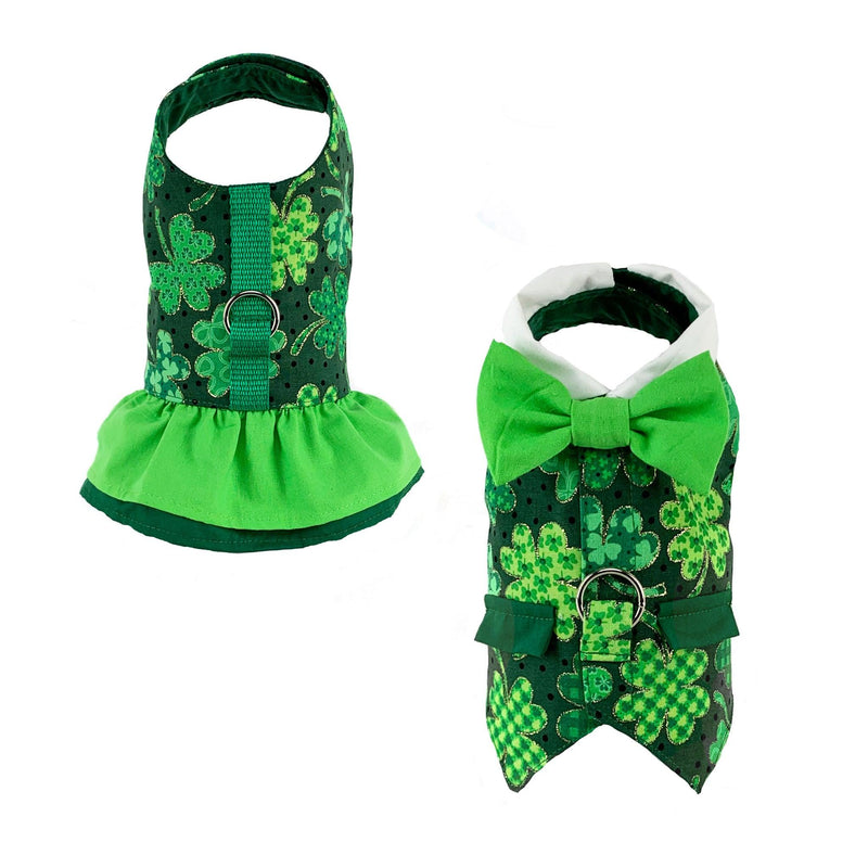 St. Patrick'a Day Shamrock Ruffled Harness - Small - Last One - SpoiledDogDesigns.com