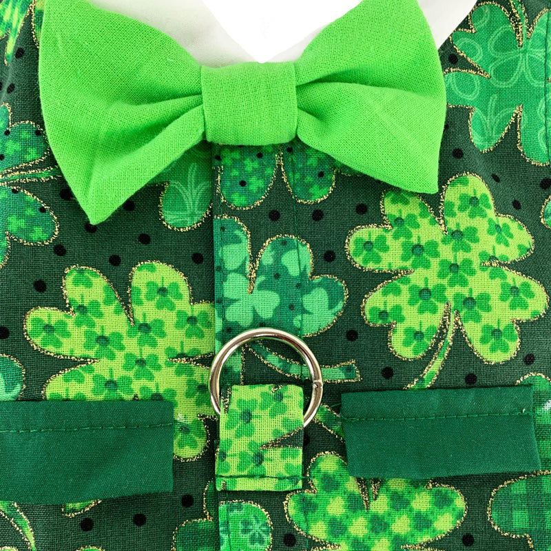St. Patrick's Day Shamrock Boy's Vest Harness, XSmall - SpoiledDogDesigns.com