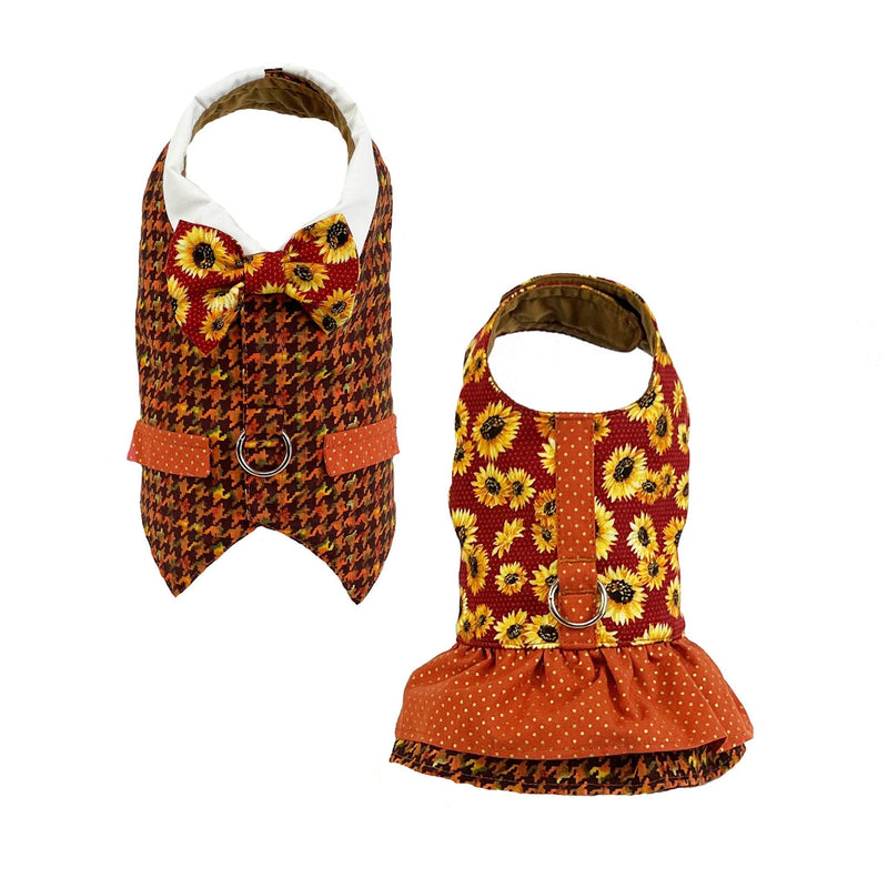 Thanksgiving Boy Dog's Vest With Built In Harness - SpoiledDogDesigns.com