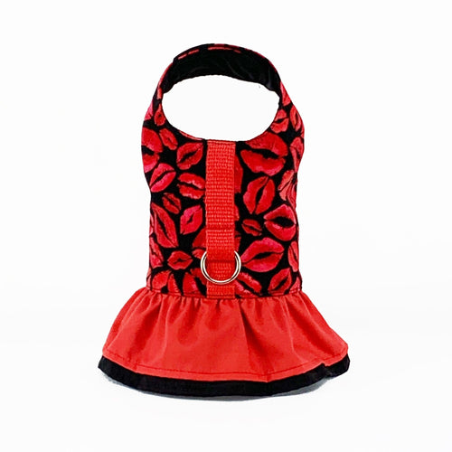 Valentine's Day Kisses Ruffled Harness - SpoiledDogDesigns.com