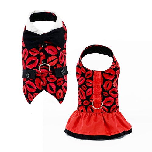 Valentine's Day Kisses Ruffled Harness - SpoiledDogDesigns.com