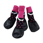 Waterproof Rubber Bottom Pink & Black Dog Pet Socks - SpoiledDogDesigns.com