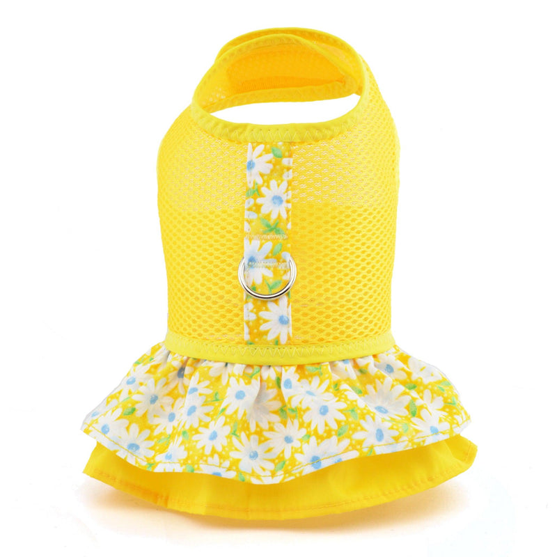 Yellow Air Mesh Ruffled Dog Vest Harness - SpoiledDogDesigns.com